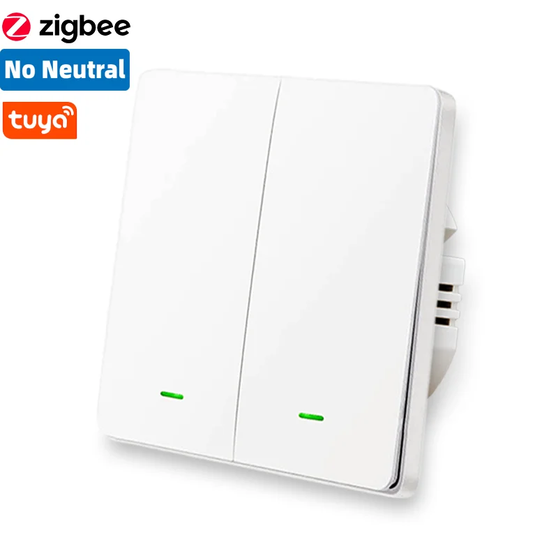Zigbee без нейтральный кнопочный светильник выключатель Смарт настенный выключатель с одиночной линией противопожарная проводка 1/2/3 Tuya Беспроводной дистанционного Управление