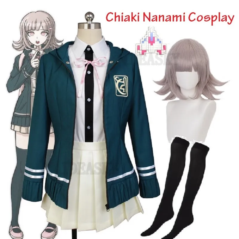 Danganronpa 2 Нанами Косплей ChiaKi костюм высокого школьников форма аниме длинная куртка