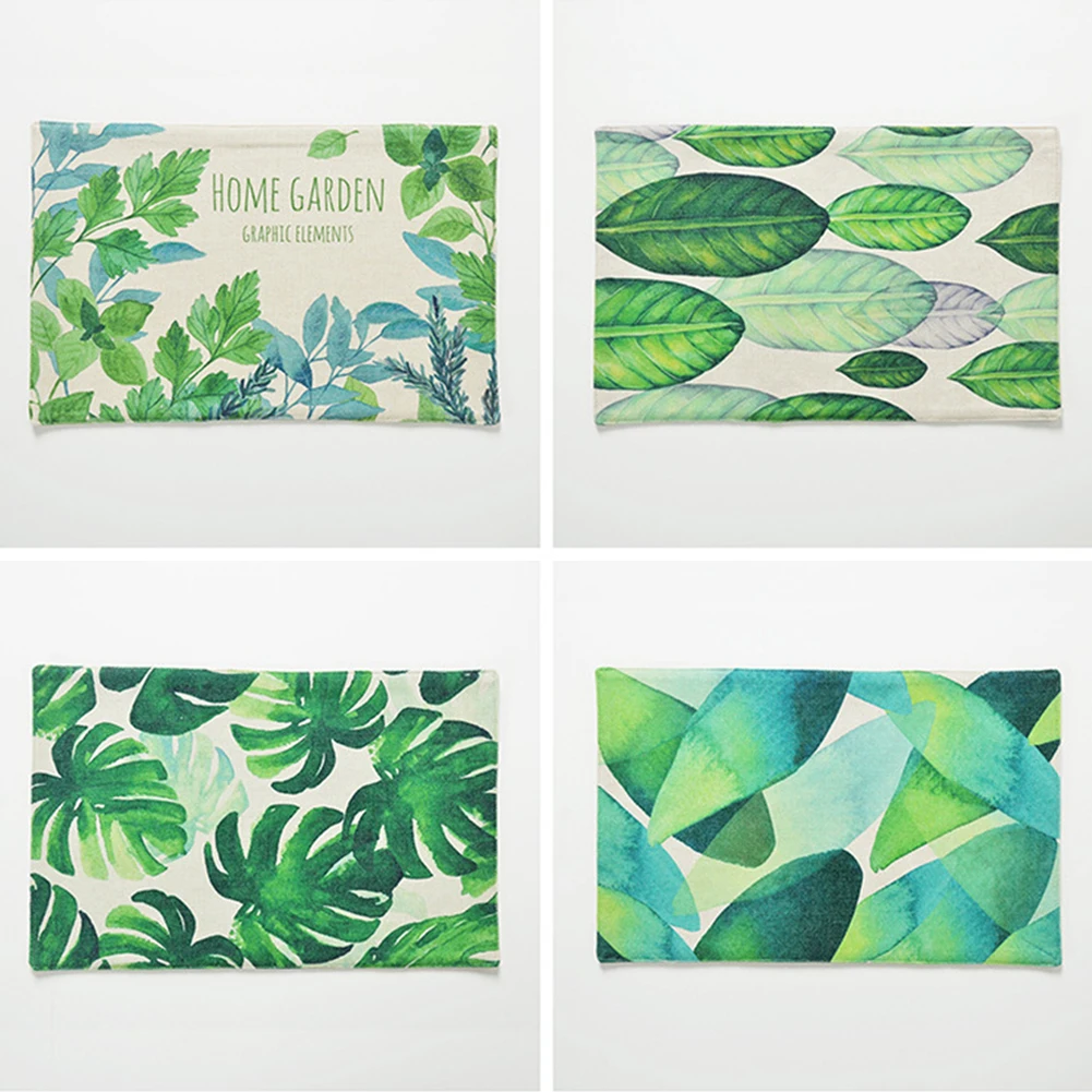 Кухонная подстилка с рисунком зеленых листьев и растений настольные коврики