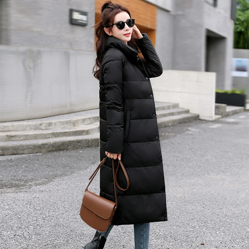 

Зимняя женская куртка 2021, Длинная женская куртка с воротником-стойкой и хлопковой подкладкой, Высококачественная теплая Женская парка, зим...