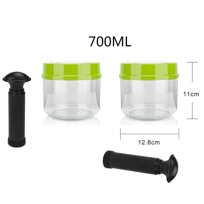 2PCS 700ML LAIMENG 2 вакуумные контейнеры работает с вакуумной упаковочной машиной канистра с насосом пластиковый контейнер с крышкой для хранения продуктов S171 - Цвет: 2PCS 700ML