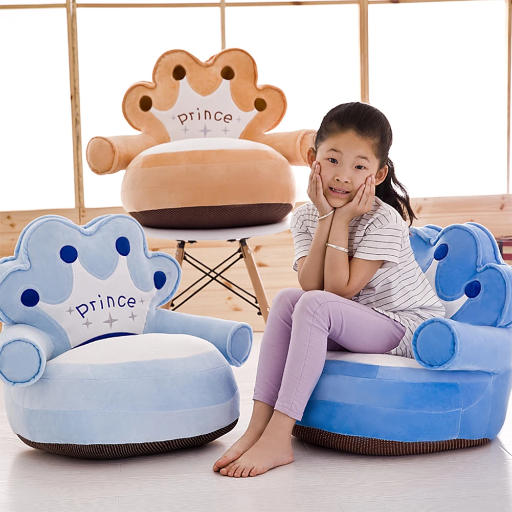 

Cartoon Crown Design Baby Sofa Support Cover Washable Toddlers Learning To Sit Plush Chair Seat Case without Filler Dropshipping