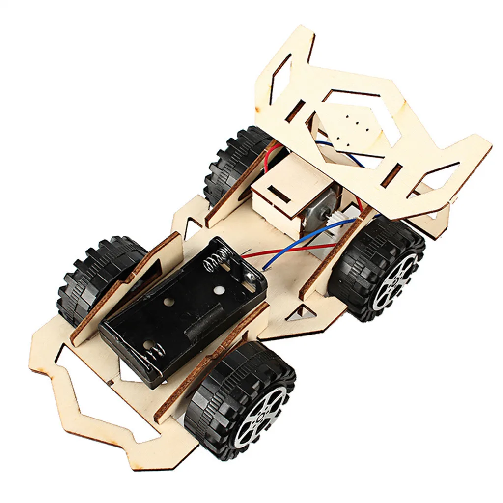 Electric Wooden Assembly Racing Car Science &amp Technology Inventions Scientific Experimental Diy Toys For Children Education Gift |