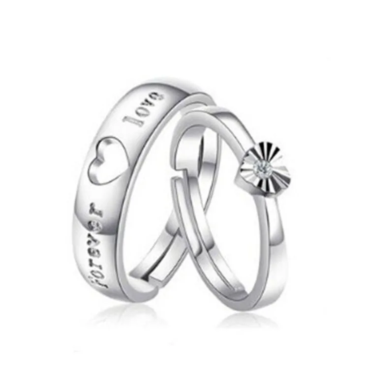 

Korean Version of Zircon Couple Ring Live Mouth Adjustable Ring Fashion Personality Temperament Engagement Rings for Women