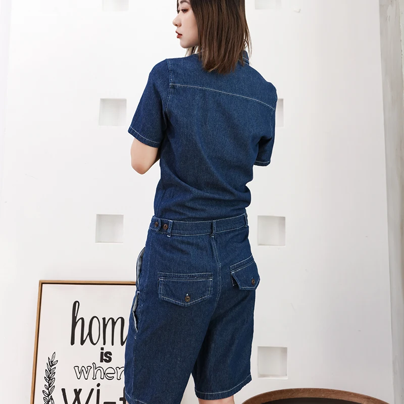 Комбинезон джинсовый женский свободный Темный Модный комбинезон из денима в