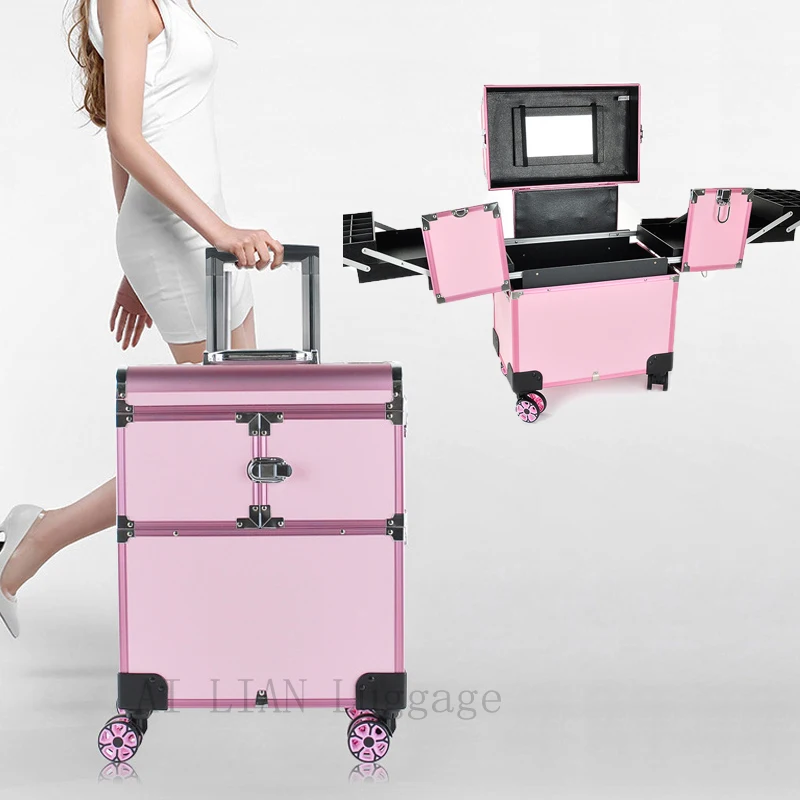 

Многофункциональный роскошный косметический чехол на колесиках, багаж на колесиках, многослойный косметический чехол для салонов татуажа ...