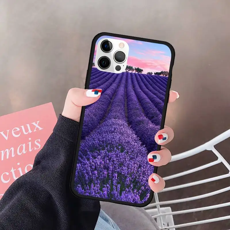

Lavender Purple Flowers Phone Case For Iphone 6 6s 7 8plus X Xr 11 12 Mini Pro Max Cover Fundas Coque