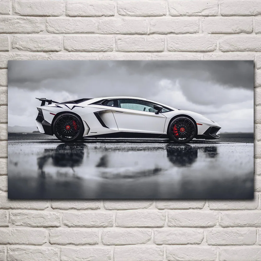 

Крутой на заказ белый суперкар спортивный автомобиль художественные тканевые плакаты на стену Картина гостиная домашний декор искусство ...