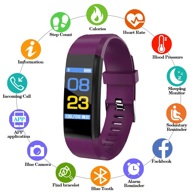 

2020Hot Sell Bluetooth Smart Band 115Plus Wristband Men Heart Rate Monitor Smart Watches Fitness Tracker Bracelet Amazfit Neo