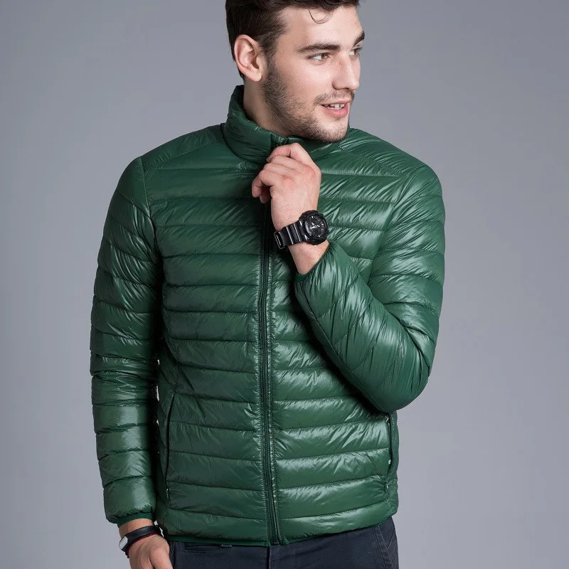 Новое поступление, брендовая мужская куртка с длинным рукавом, зимнее ультралегкое пальто на белом утином пуху, мужской тонкий жилет, Мужская ветрозащитная теплая куртка