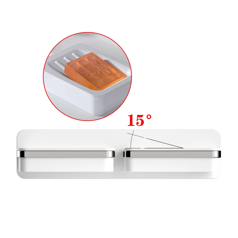 

Wall-mounted Perforated Stainless Steel Soap Rack Bathroom two-layer two-frame Rack Plastic Drain Soap Box Combination Set