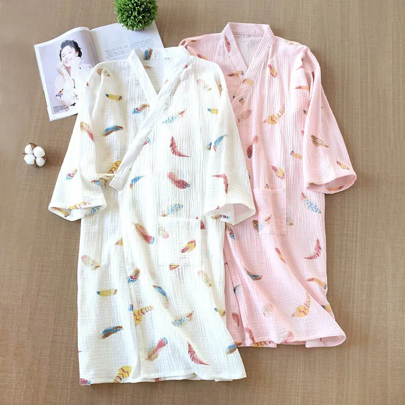 Женское тонкое кимоно свободного покроя повседневное комфортное из хлопка с