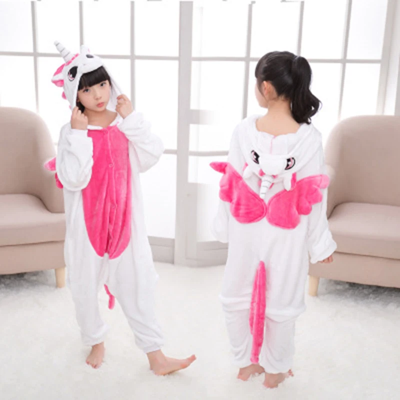 Kigurumi/детская одежда для сна пижамы с единорогом мальчиков и девочек фланелевые