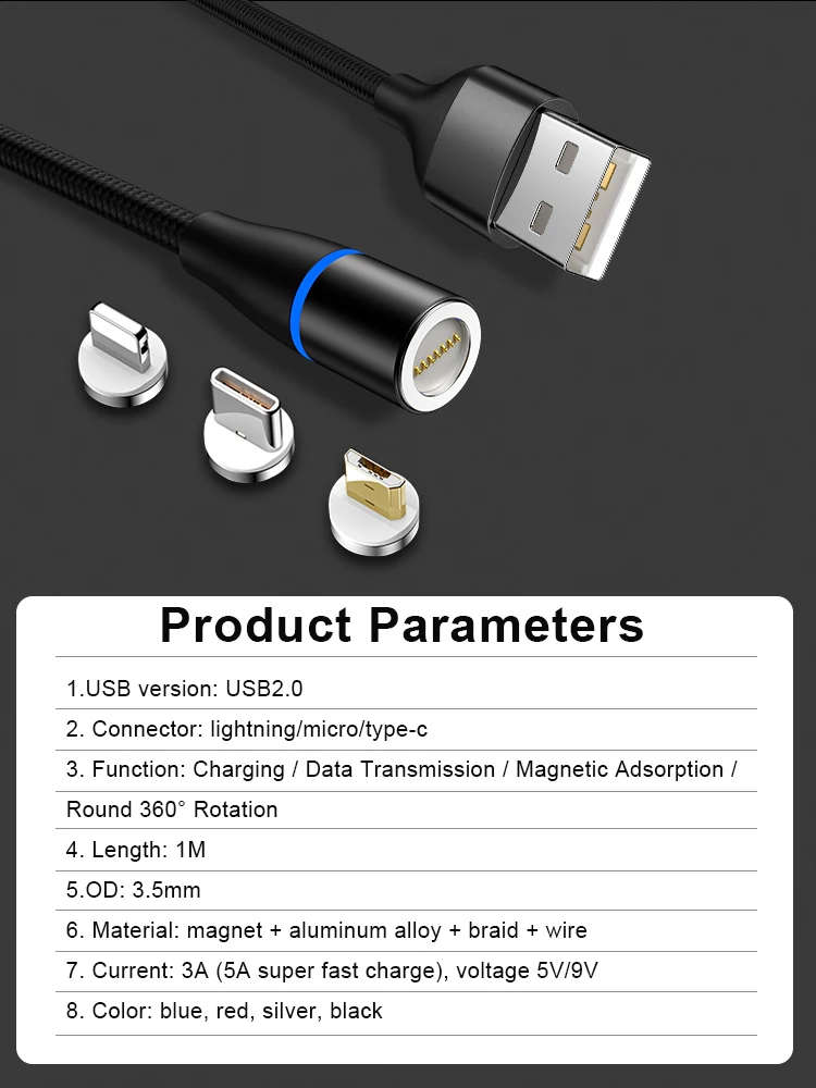 Магнитный кабель USB для быстрой зарядки кабель usb type C Магнитный кабель для зарядки данных Micro USB кабель для мобильного телефона USB шнур