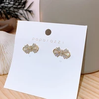 new trendy cubic zirconia bow tie stud earrings luxury geometric earrings for women and girls fashion jewelry 2020