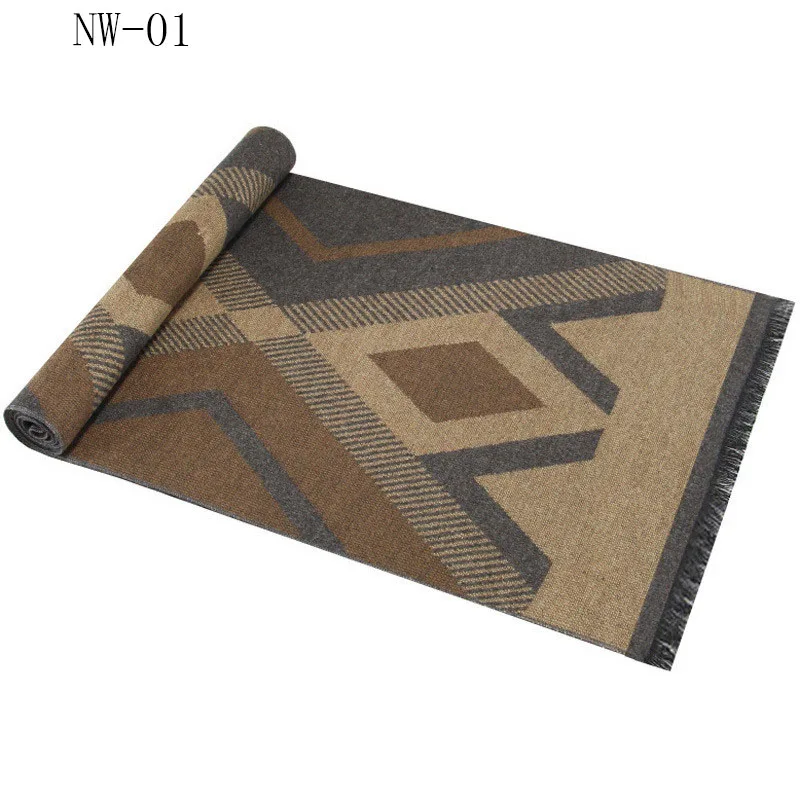 Классический теплый клетчатый длинный деловой мужской шарф утолщенный