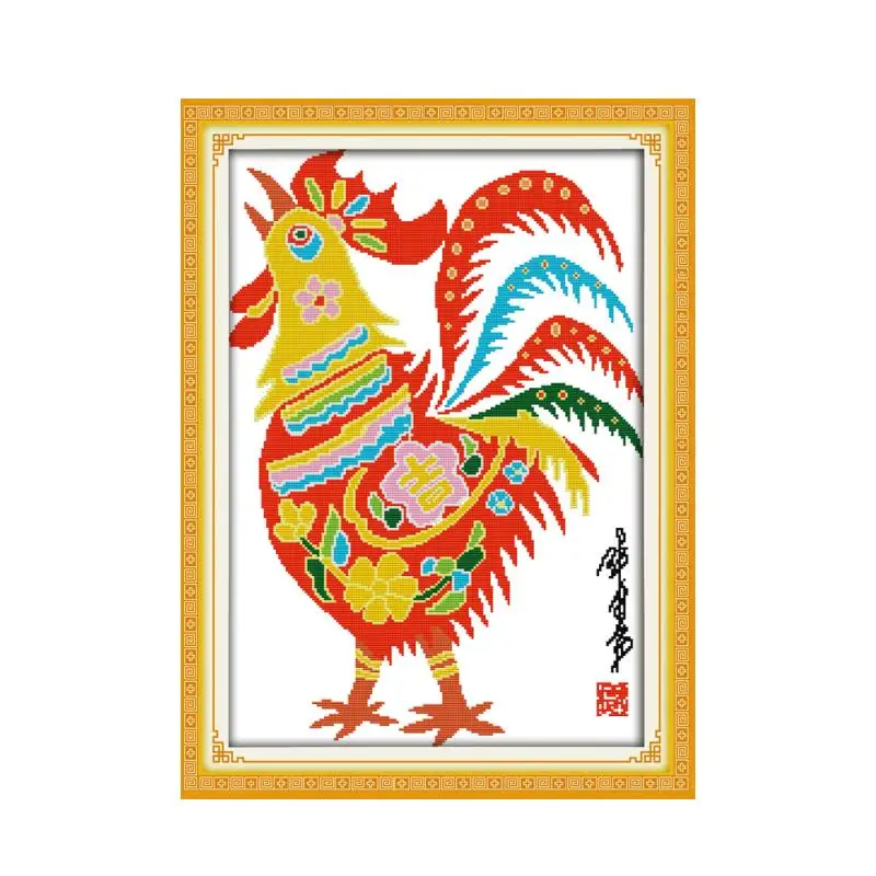 

Paper cutting big rooster cross stitch kit 14ct 11ct pre stamped canvas cross stitching embroidery DIY handmade needlework