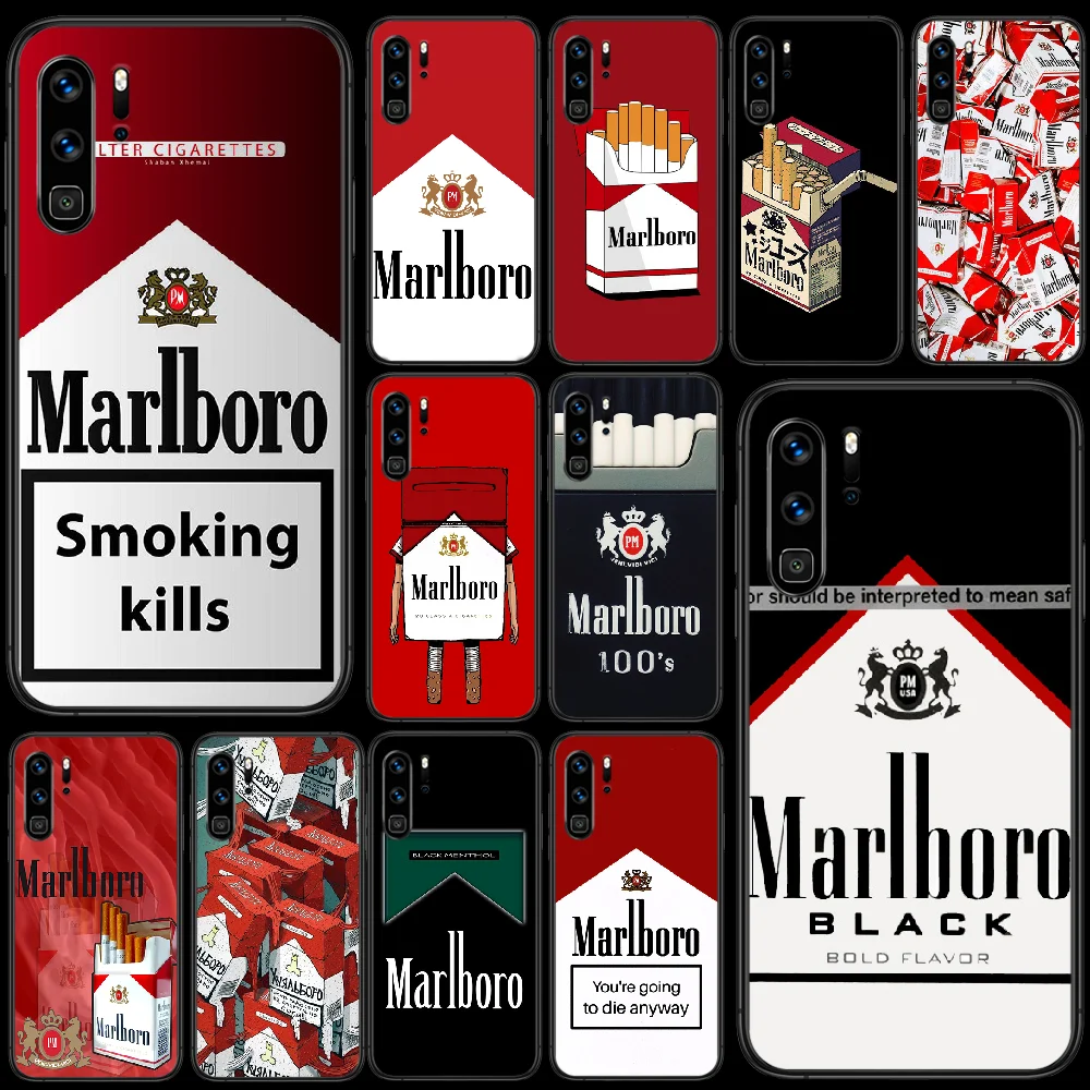 

Cigarette Marlboros Smoke Phone Case For HUAWEI P 10 20 30 40 Lite Pro Smart Plus Z 2019 Nova 5T 7i black Coque Silicone Bumper