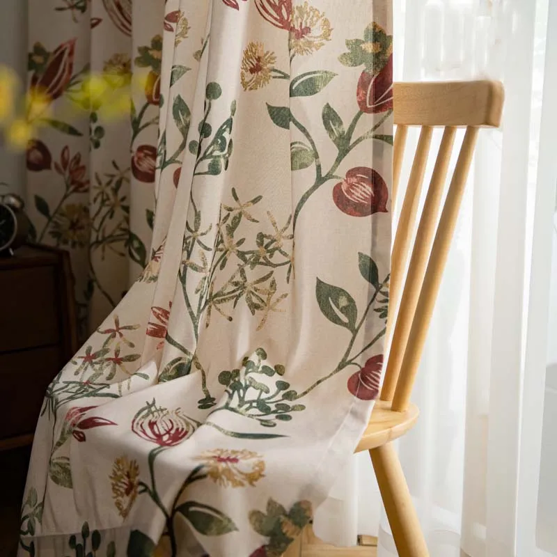 

Curtains For Living Room Para Salon Cortinas Rideau Nordic Minimalist 2021 шторы фатин Half Idyllic Flowers Blackout Curtain