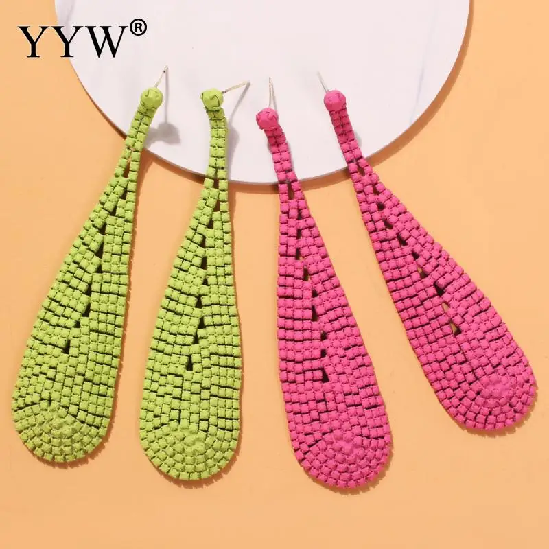 Зеленые/розовые Висячие висячие серьги женские длинные ювелирные изделия для