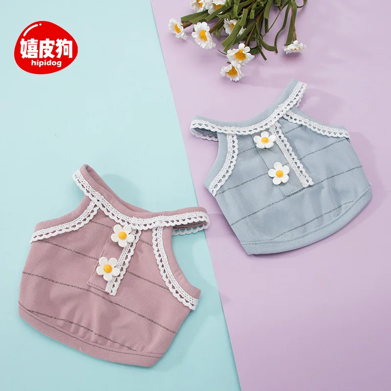

New Dog Summer Thin Section Breathable Small Sling Dogs Korean Vest Cute Cat Pet Clothes Soft Cool Comfortable Vest Fashion 2021