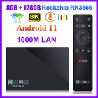 H96 Max RK3566 Смарт ТВ приставка Android 11 2,4G 5G Wi-Fi 8 Гб 128 Гб 64 Гб H96max 8K BoxTV Android 11,0 Google Voice 4G 32G Media Player