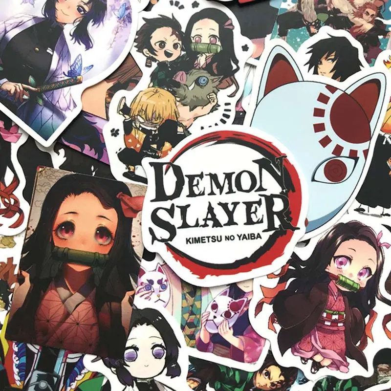 

100PCS Hot Japan Anime Kimetsu No Yaiba Stickers Decal Vinyl For Car Guitar Laptop Skateboard Demon Blade Slayer Sticker