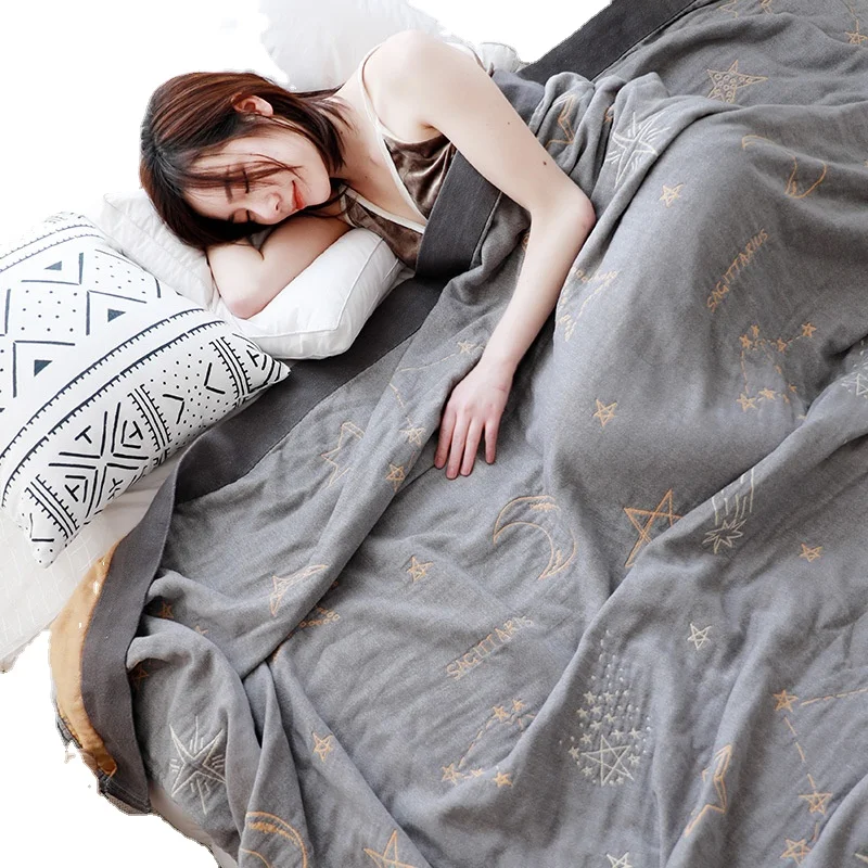 

Blanket Cotton Gauze Blanket Towel Air Conditioner Sofa Bedroom Office Breathable Blanket Soft Comfortable Fashion Keep Warm