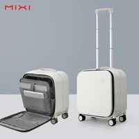 mixi 2021 new patent design carry on suitcase women 18 inch rolling luggage men polycarbonate aluminum frame elegant noble