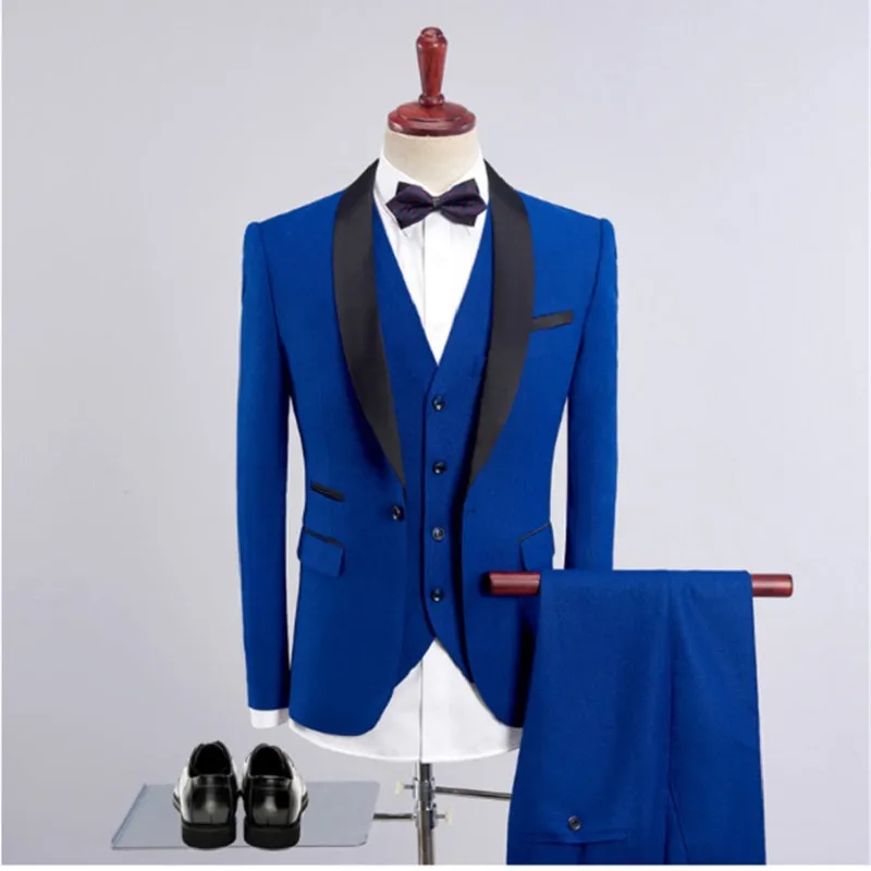 

New Men Suits Royal Blue Blazer 2022 Latest Coat Pant Designs Groom Wedding Dress Tuxedo Wine Red Suit Male 3 Pieces Suit