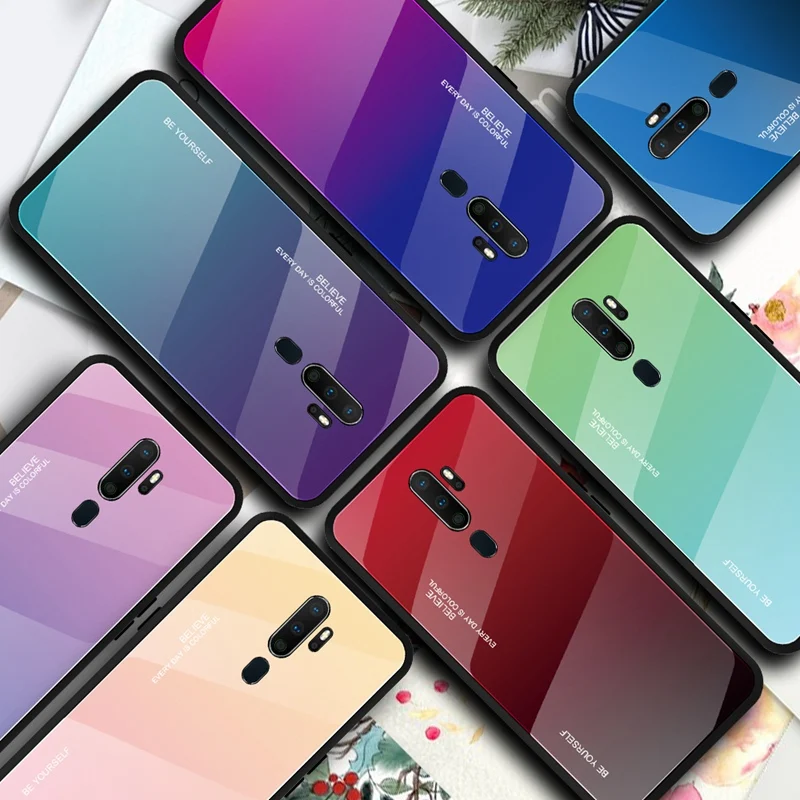 tempered glass phone case for oppo a5 a9 2020 reno 3 2 z 2z 2f 10x zoom a31 a91 a52 a72 a53 realme x xt 2 3 5 x50 x2 pro cover free global shipping