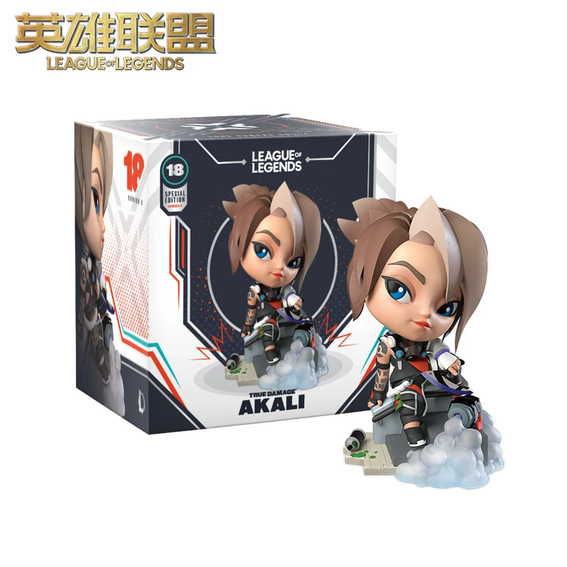 League of Legends True Schade Akali Game Periferie Q Versie Beeldje Model Cartoon Desktop Collectibles Ornamenten Toy Gift