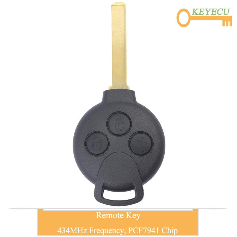 KEYECU дистанционный Автомобильный ключ для Mercedes-Benz Smart Fortwo 451 2007 2008 2009 2010 2011 2012 2013 Fob 3