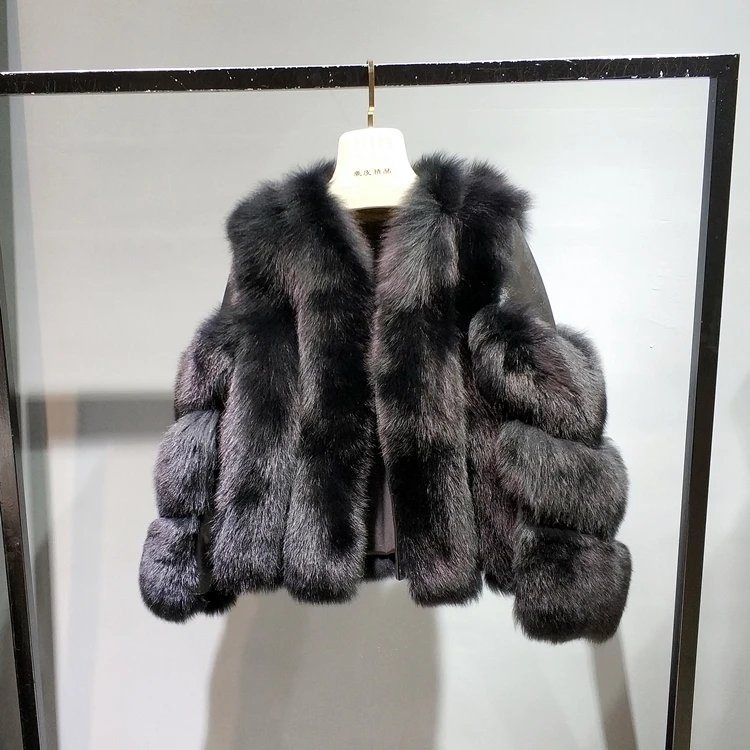 Женское высококачественное пальто из 100% натурального меха жилет Лисьего кожаная
