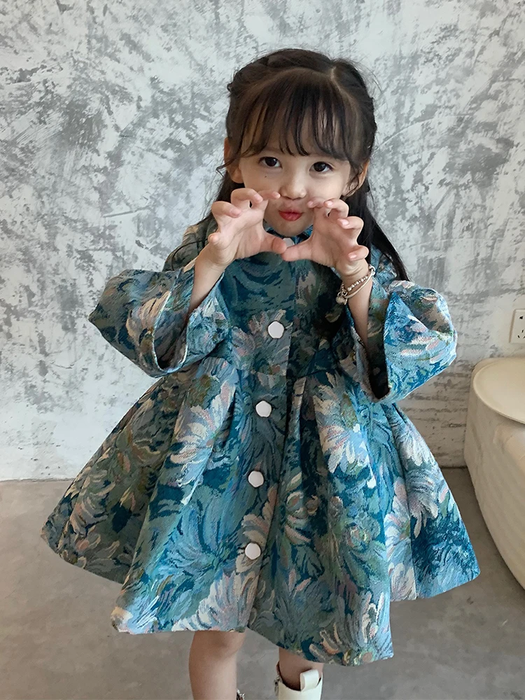 Пальто для девочек детская одежда верхняя маленьких на весну и осень новый стиль