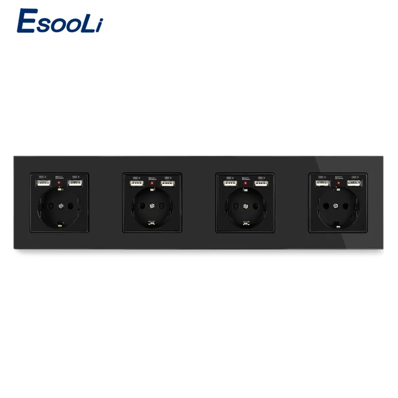 Штепсельная розетка Esooli европейского стандарта электрическая с двойным usb