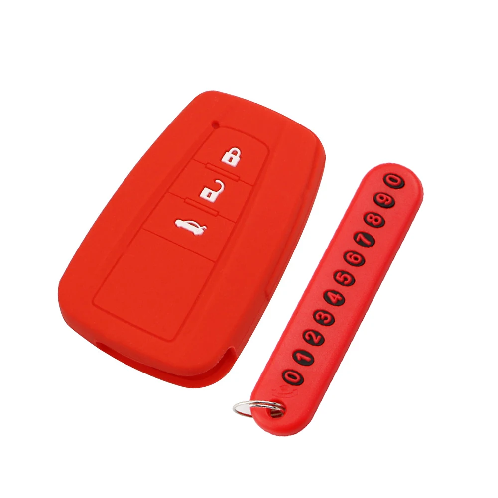 

Silica Gel Car Key Cover Case with Parking Card Key Chain for Toyota Chr c-hr Camry Prius Prado 2017 2018 2019 2020 Acc.