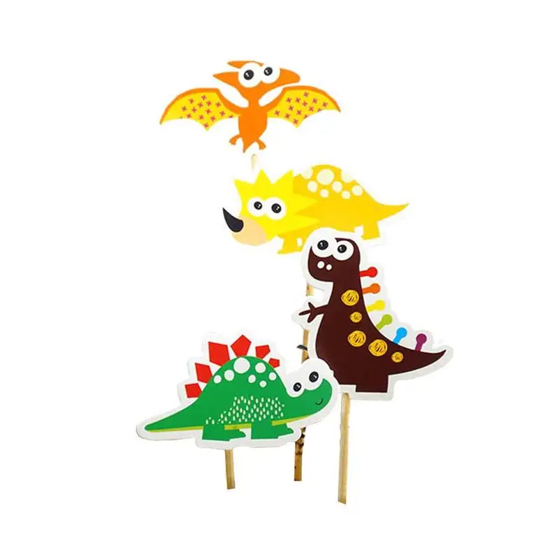 

9pcs/set Happy Birthday cake topper Cartoon Dinosaur decor party flag wedding cupcake Top For Chlid supplise bake decoratio A0A4