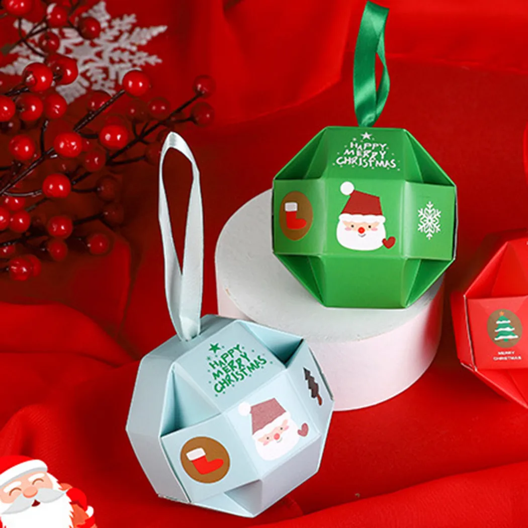 

10pcs Christmas Candy Gift Box Xmas Chocolate Cookie Boxes For Merry Christmas Home Party Supplies