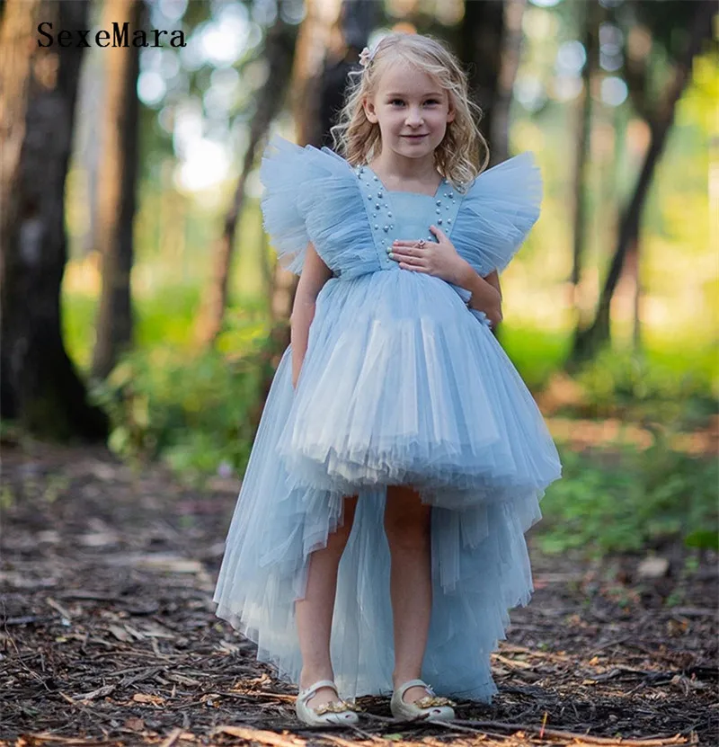 

Custom Lovely Baby Infant Girls Dresses Tutu High Low Flower Girl Dress Elegant Birthday Gown New Kids Dress