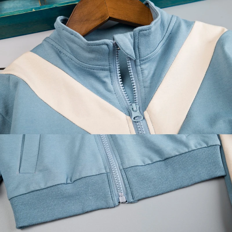 Casual Boys Clothes Set 1 2 3 4 Years Tracksuit Infant Children Clothing Baby Patchwork Sport Suit Zipper Jacket + Sweatpants | Детская