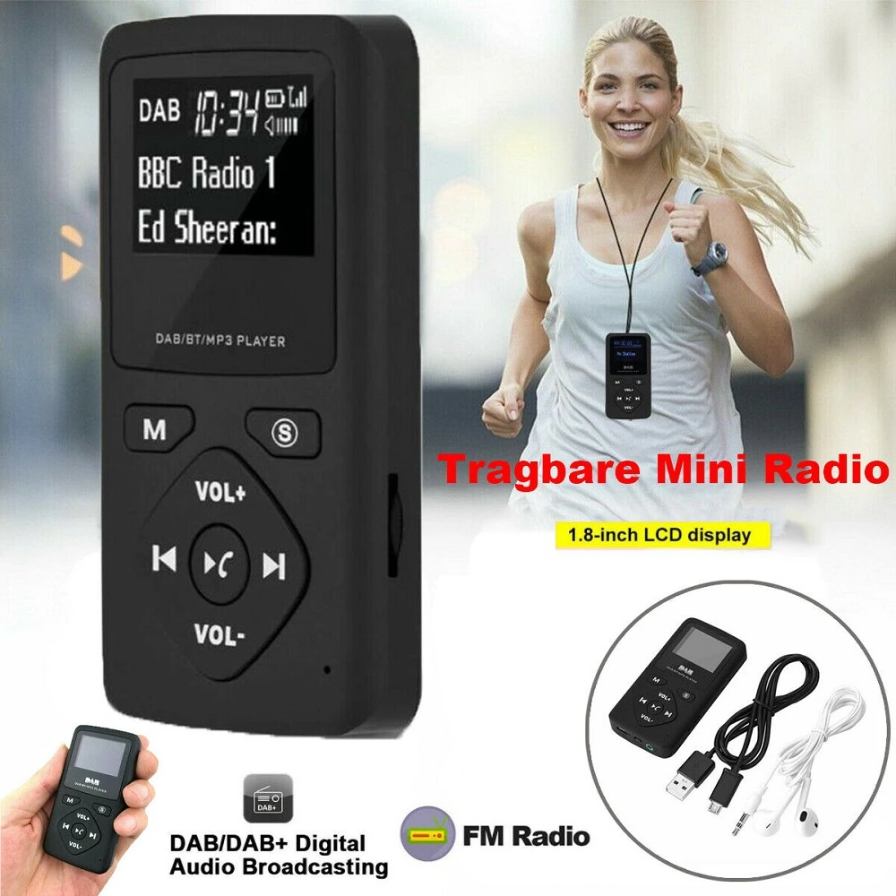 Портативный мини DAB + радио цифровой карманный радиоприемник FM с