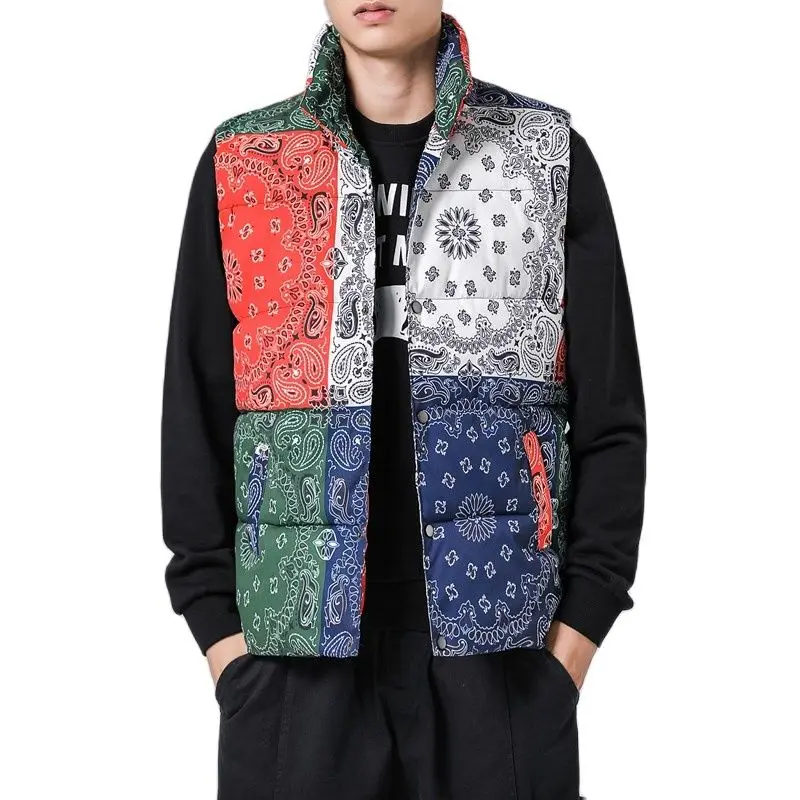 Осенний хлопковый жилет с хлопковой подкладкой пальто для мужчин кешью рисунком