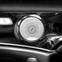 4pcs car door speaker audio trim cover for mercedes benz amg c e class w205 w213 glc loudspeaker player 3d sticker accessories