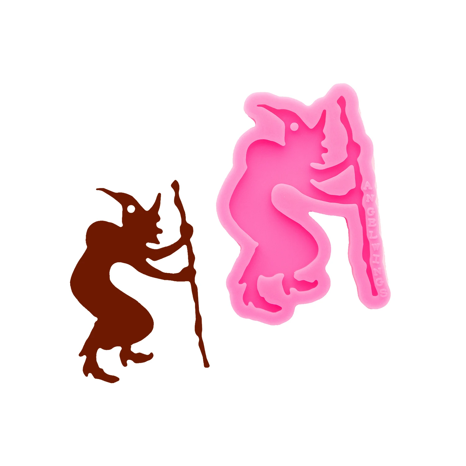 Блестящие смолы Волшебная ведьма плесень силиконовые брелки формы DIY для брелока