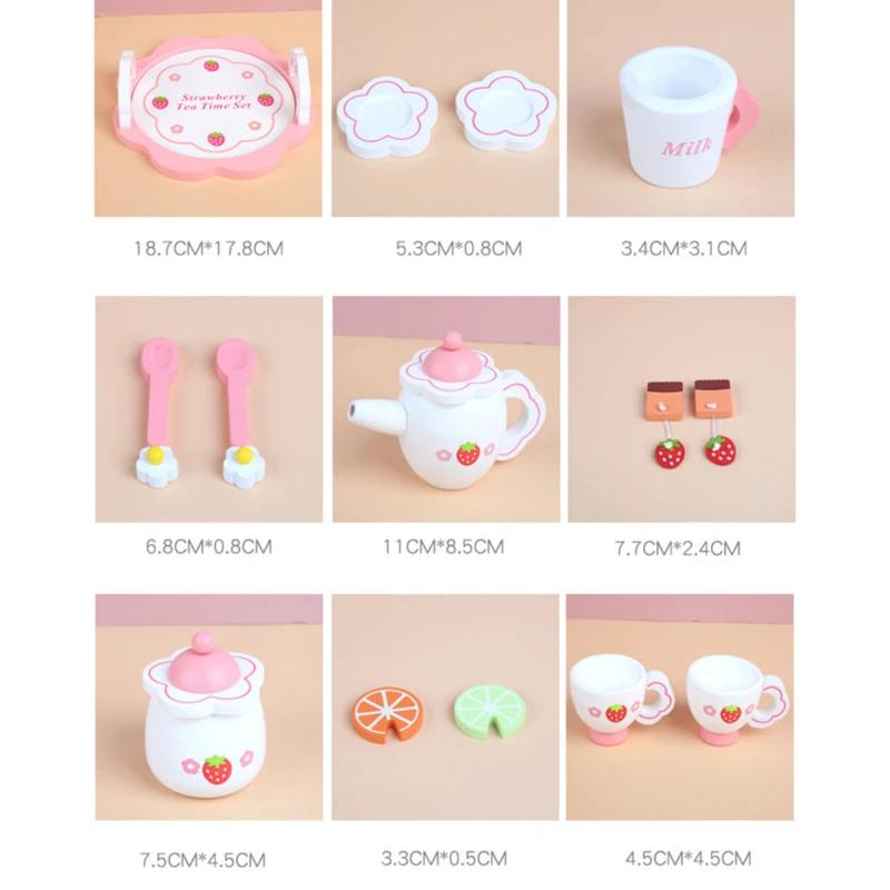 

Girls Toys Simulate Wooden Kitchen Toys Tools Baby Early Education Puzzle Tableware Gift Pink Tea Set Play House Educational Toy