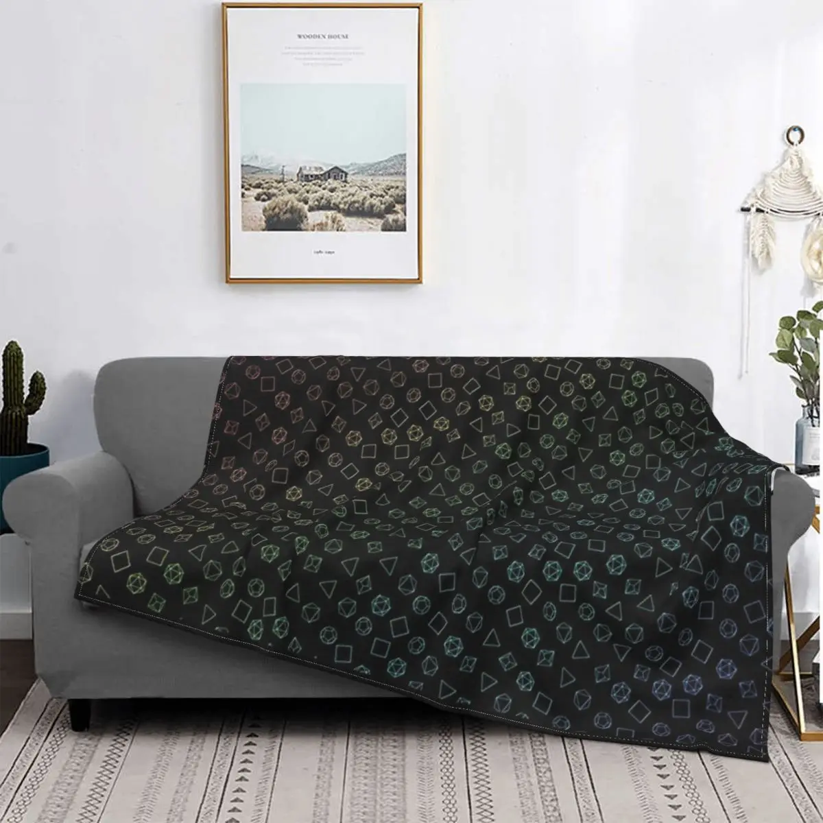 

D & D-rollo de dados arcoíris, manta a cuadros para cama, sofá, toalla, manta doble, toalla de playa de lujo