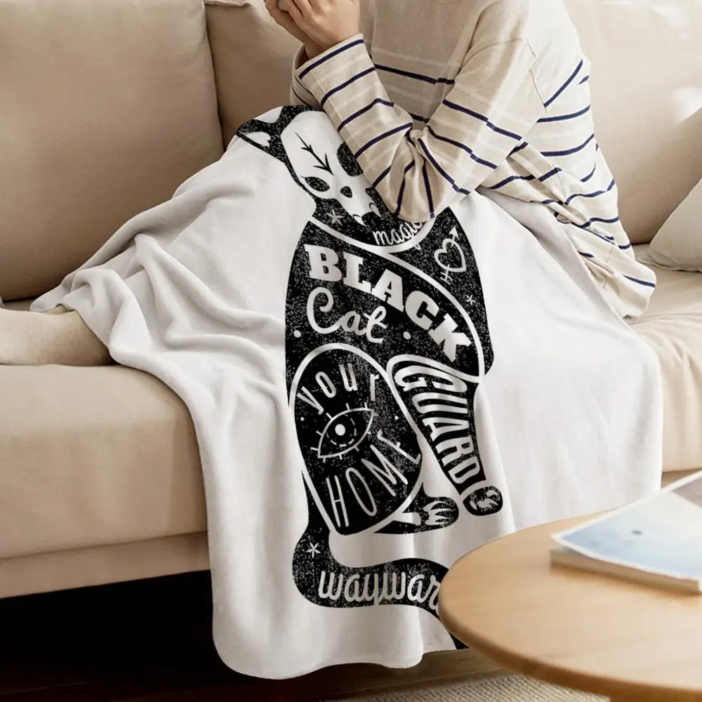 Современное покрывало черное одеяло волшебника Фортуны черепа кота Рисунок со