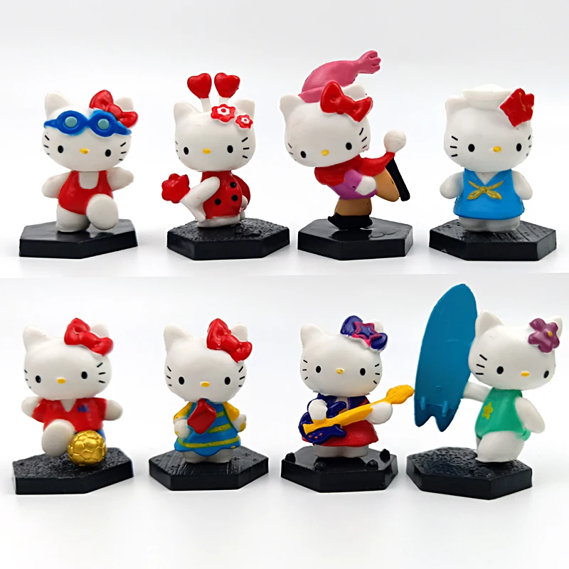8 шт. фигурки hello kitty vCharmmy Kitty из мультфильма мини модель детские игрушки ПВХ аниме