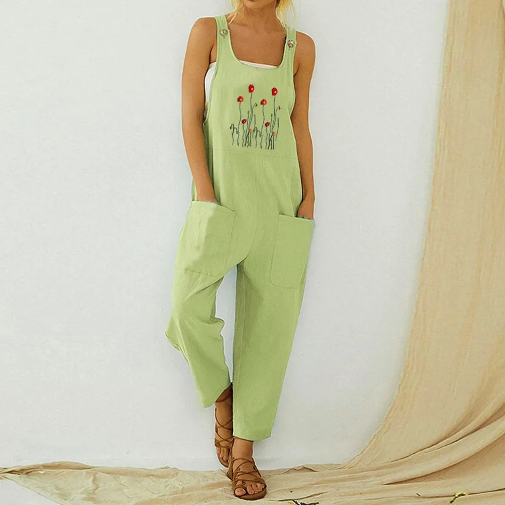 

JAYCOSIN женские комбинезоны, однотонные повседневные свободные шаровары, комбинезоны в стиле бохо с принтом и карманами, длинный комбинезон н...